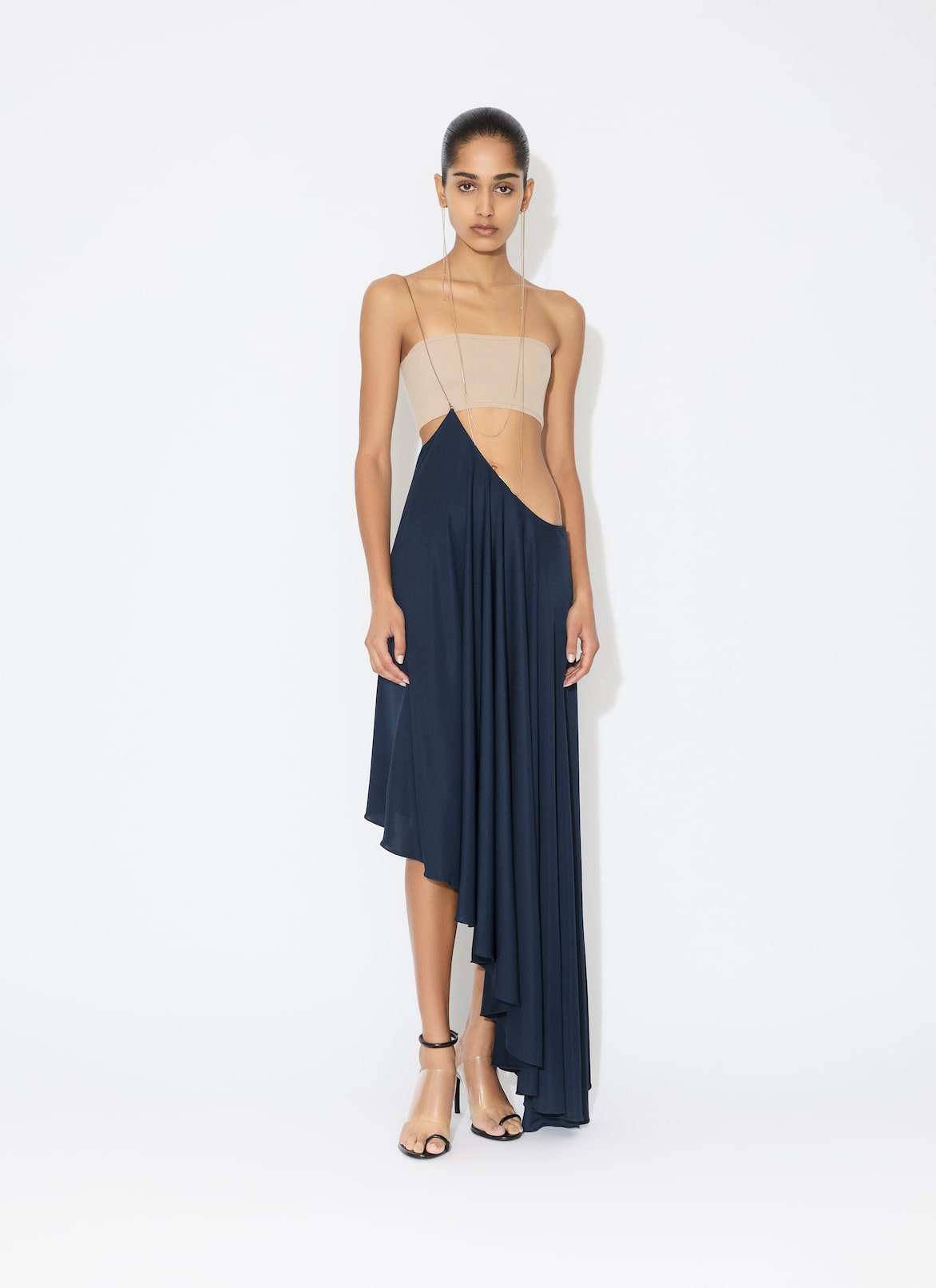 JERSEY SUSPENDER SKIRT ALAÏA DARK BLUE JERSEY SUSPENDER SKIRT